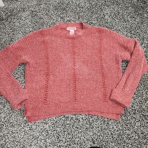 Coco & Shay Cropped Burgundy Red Sweater,side Slit, Soft Cozy Warm Women Sz L